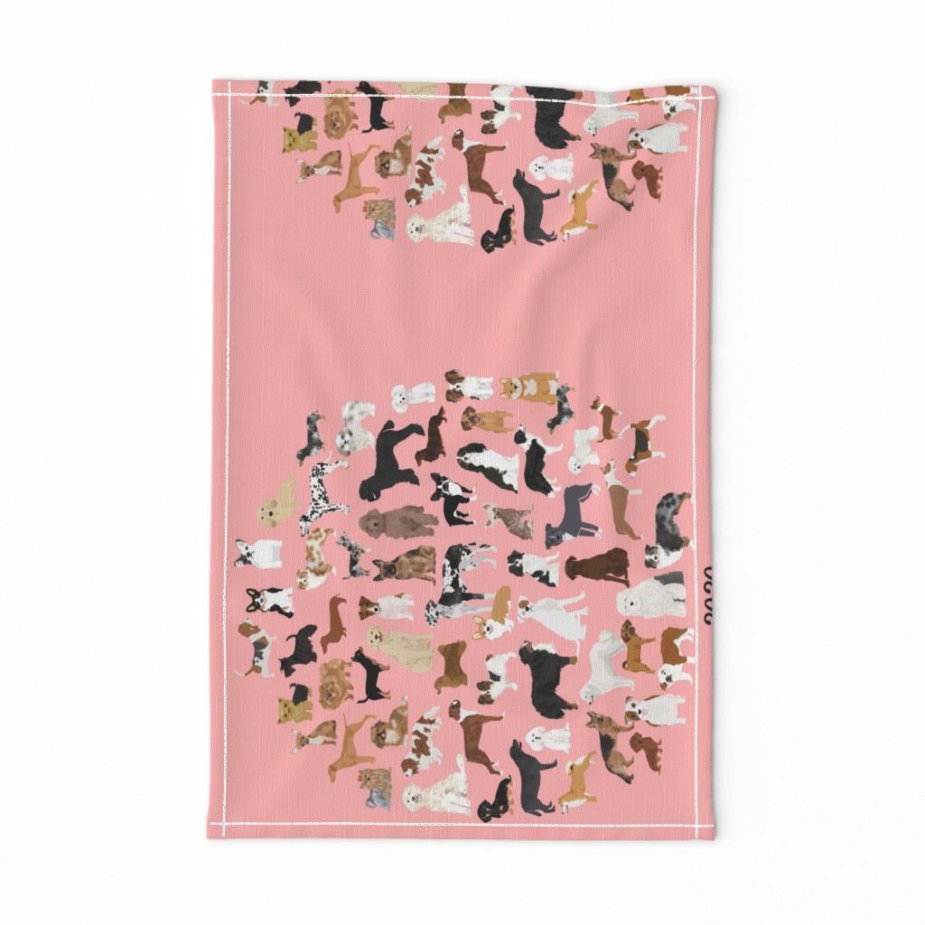 2020 Dog Breed Calendar panel - calendar fabric panel, tea towel fabric, tea towel panel, fabric panel