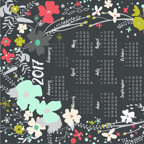 Spring into 2017 Floral Wreath Tea Towel 