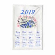 2019 Calendar cat tea towel