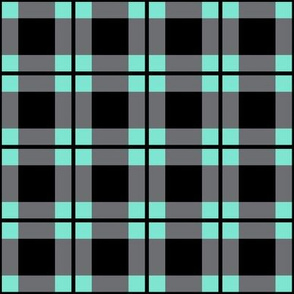 Dark Grey and Turquoise Plaid