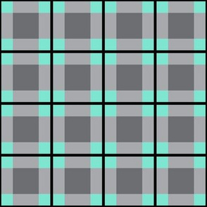 Light Grey and Turquoise Plaid
