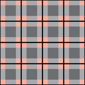 Light Grey and Coral Plaid