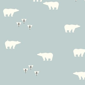 polar bears - seafoam pale blue woodland forest bears || by sunny afternoon