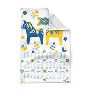 Swedish Dala Horse Tea Towel 2024 Calendar