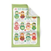 2019 Russian dolls tea towel calendar