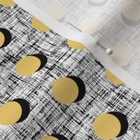 UK black shadowed Naples yellow moons on tweedy black + white by Su_G