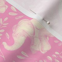 Laughing Baby Elephants - monochrome sage soft pink and cream