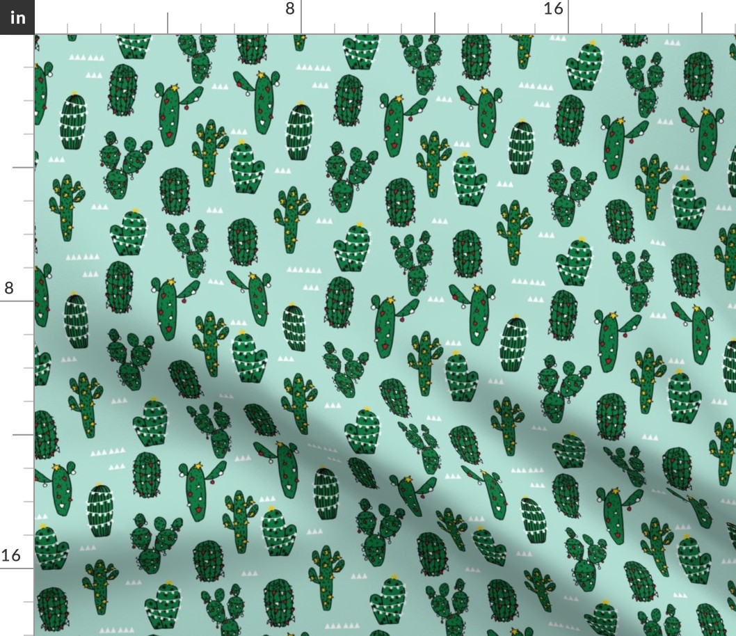 christmas cactus // cute xmas holiday cacti fabric cute cactus fabrics