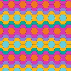 FUNNY RETRO CARNIVAL CLOWNS HEXAGONS pink orange yellow