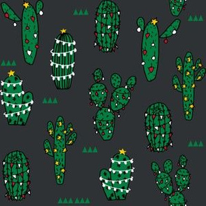 christmas cactus // cute christmas xmas holiday cactus fabrics christmas cactus cute christmas fabrics