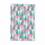 Minimalist Triangle Christmas Trees - Pink Teal