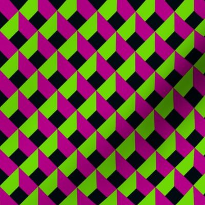 OPTICAL ILLUSION LOZENGE LIME GREEN FUCHSIA