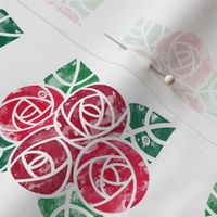 Craftsmen Round Roses Tiles White Red