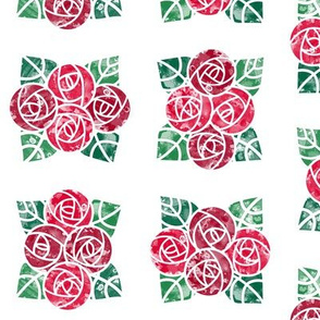 Craftsmen Round Roses Tiles White Red