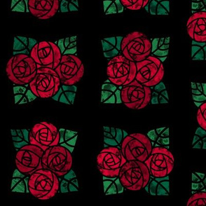 Craftsmen Round Roses Tiles Black Red