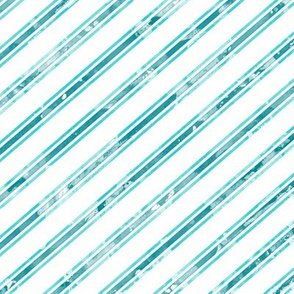 Watercolor Stripe White Aqua