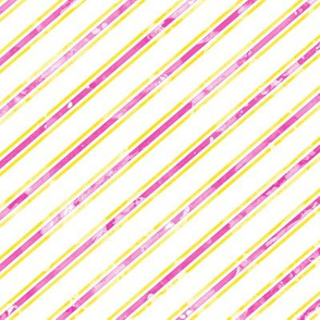 Watercolor Stripe White Pink Yellow