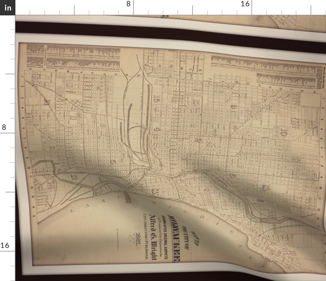 Milwaukee map, vintage, FQ