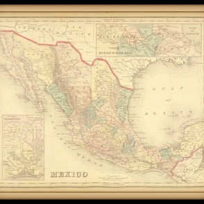 Mexico map, vintage, small, FQ