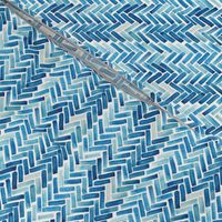 Blue herringbone watercolor small scale