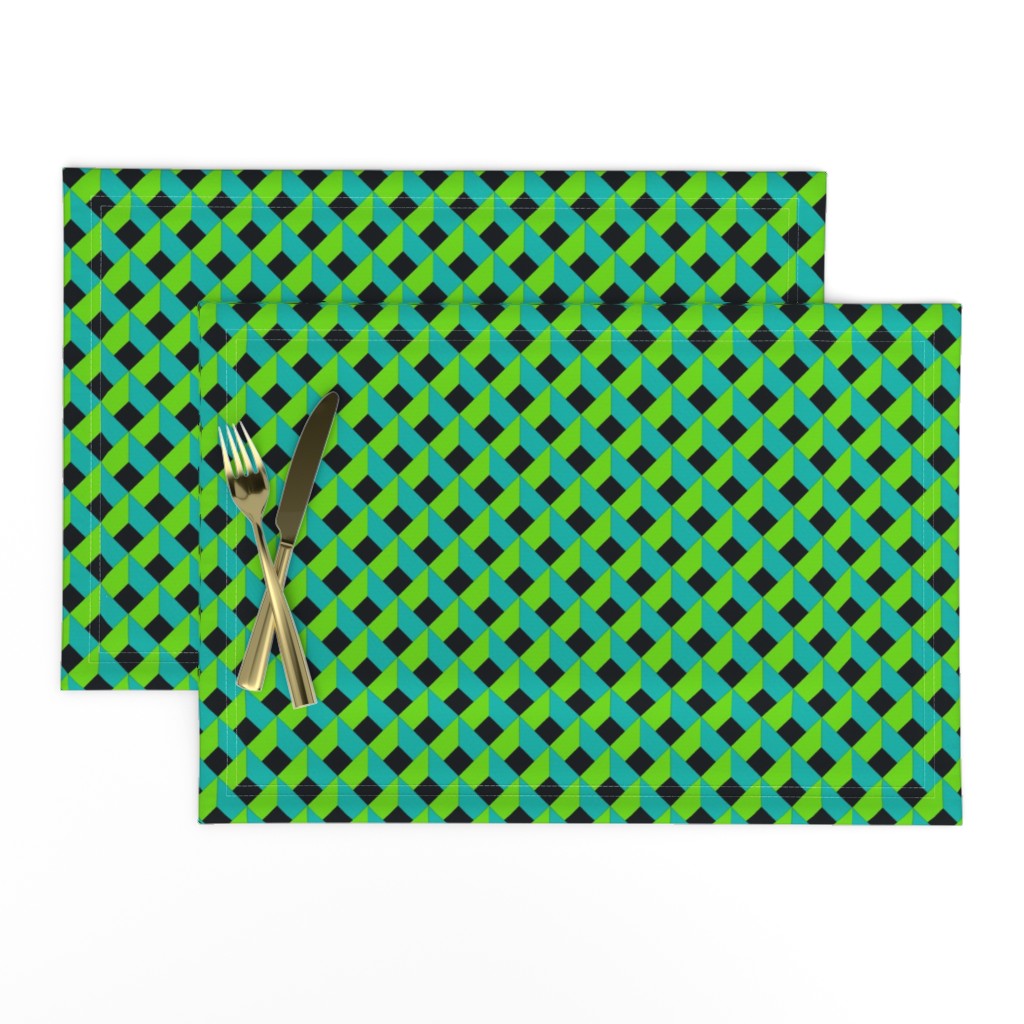 OPTICAL ILLUSION LOZENGE SPRING GREEN GARDEN LATTICE