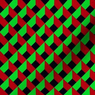 OPTICAL ILLUSION LOZENGE CUBES GREEN RED BLACK