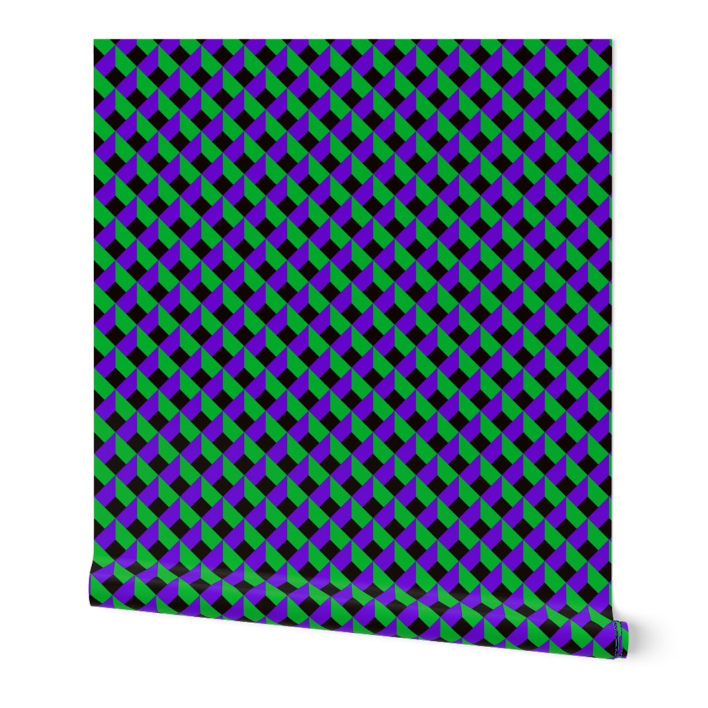 OPTICAL ILLUSION LOZENGE PURPLE GREEN