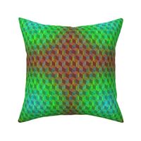 OPTICAL ILLUSION CUBIC CUBES green turquoise brown