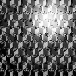 OPTICAL ILLUSION CUBIC CUBES BLACK AND WHITE GEOMETRIC