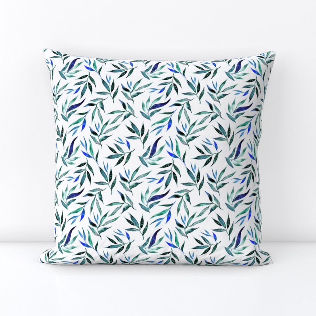 blue greenery watercolor pattern