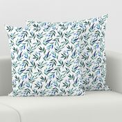 blue greenery watercolor pattern