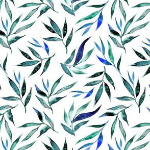 blue greenery watercolor pattern