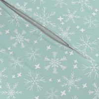 winter snowflakes // mint cute winter hand-drawn snowflake fabric andrea lauren design