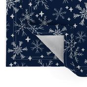 winter snowflakes // navy blue dark blue snowflake pattern snowflake fabric cute snowflakes best xmas holiday christmas design andrea lauren fabric