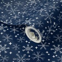 winter snowflakes // navy blue dark blue snowflake pattern snowflake fabric cute snowflakes best xmas holiday christmas design andrea lauren fabric