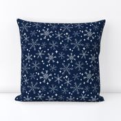 winter snowflakes // navy blue dark blue snowflake pattern snowflake fabric cute snowflakes best xmas holiday christmas design andrea lauren fabric