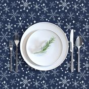 winter snowflakes // navy blue dark blue snowflake pattern snowflake fabric cute snowflakes best xmas holiday christmas design andrea lauren fabric