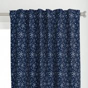 winter snowflakes // navy blue dark blue snowflake pattern snowflake fabric cute snowflakes best xmas holiday christmas design andrea lauren fabric