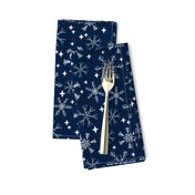 winter snowflakes // navy blue dark blue snowflake pattern snowflake fabric cute snowflakes best xmas holiday christmas design andrea lauren fabric