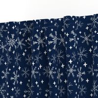 winter snowflakes // navy blue dark blue snowflake pattern snowflake fabric cute snowflakes best xmas holiday christmas design andrea lauren fabric