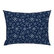 winter snowflakes // navy blue dark blue snowflake pattern snowflake fabric cute snowflakes best xmas holiday christmas design andrea lauren fabric