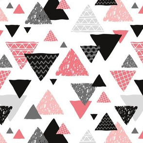 Geometric triangle aztec illustration hand drawn pattern pink 