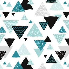 Geometric triangle aztec illustration hand drawn blue