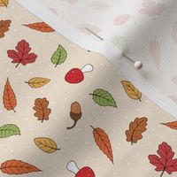 Autumn Woodland Leaves - Ditsy Cream coloured