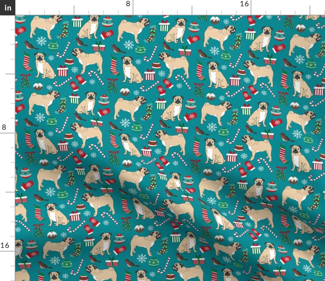 christmas pugs fabric cute pug dog design best pugs fabric cute pug dog christmas red and green christmas pugs fabric