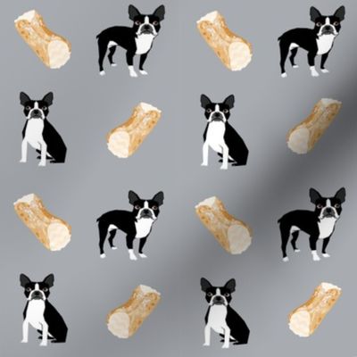 boston terrier cannoli fabric cute desserts fabric food dogs cute dog design