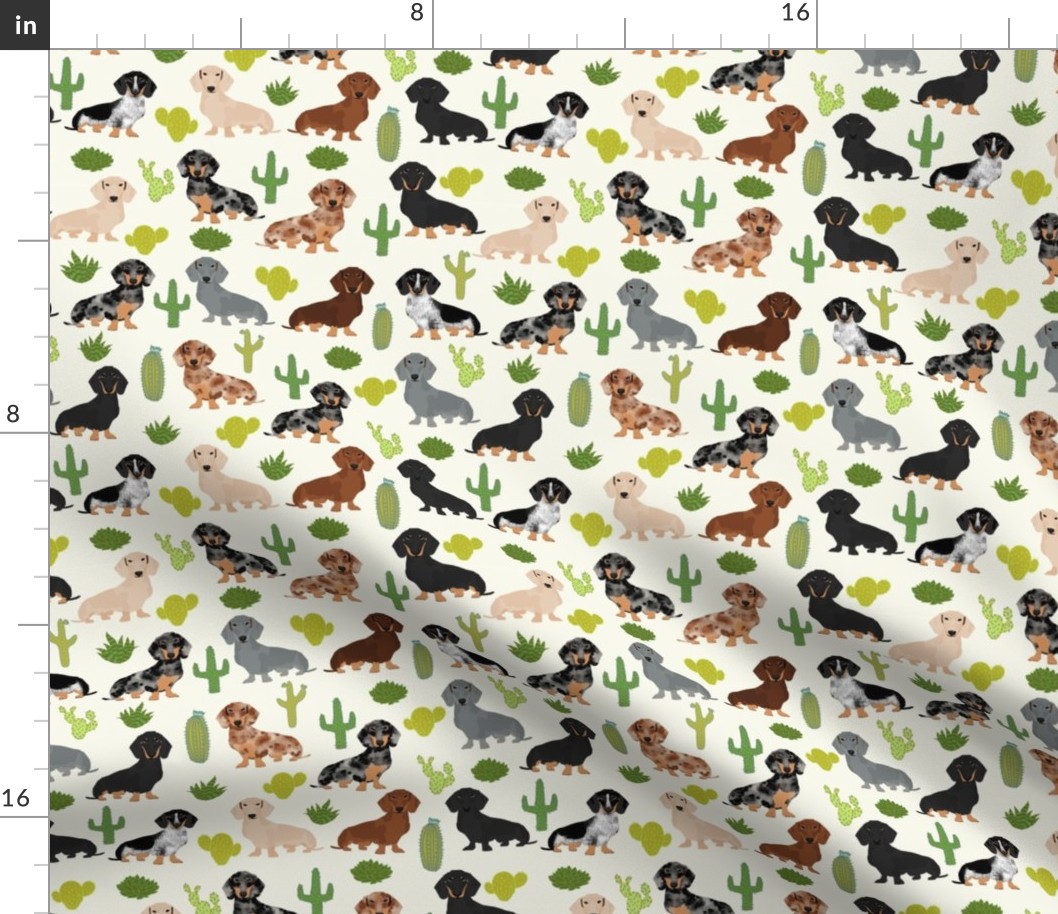 doxie cactus fabric cute dachshund fabric with cacti fun cactus fabric cute cacti design best dogs and cactus fabric