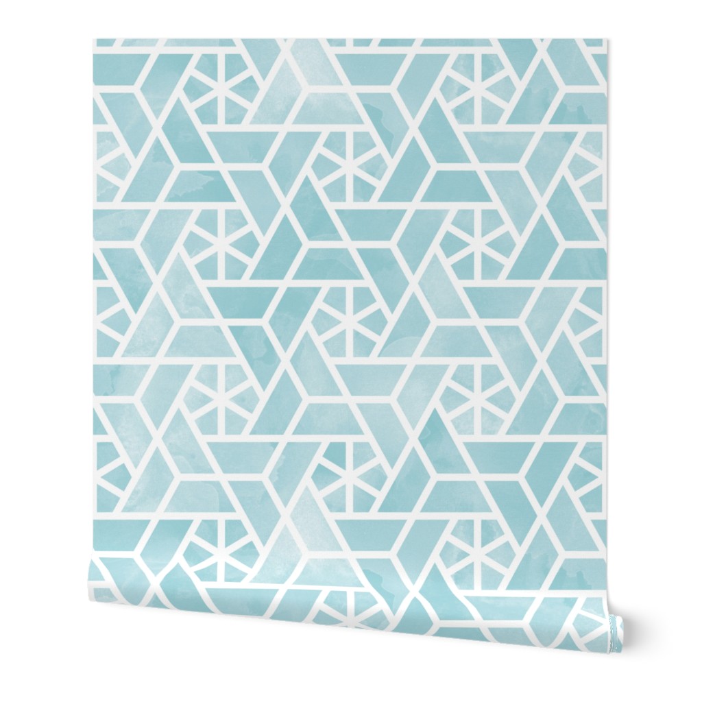 Watercolor lattice - trendy aqua