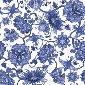 Chintz birds and flowers blue