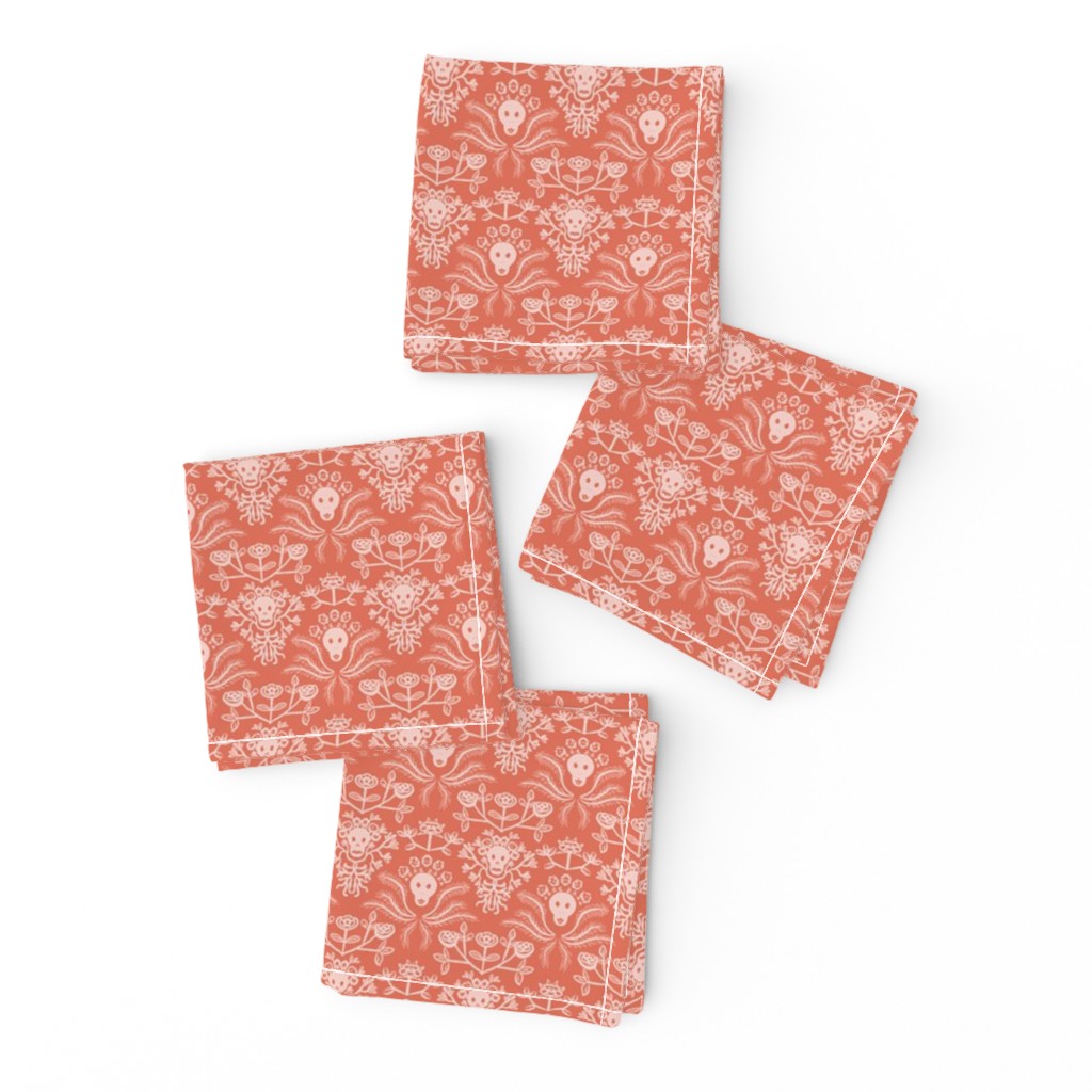 Skulls and Roses damask in Orange